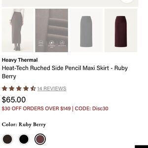 Heat-Tech Ruched Side Pencil Maxi Skirt - Ruby Berry